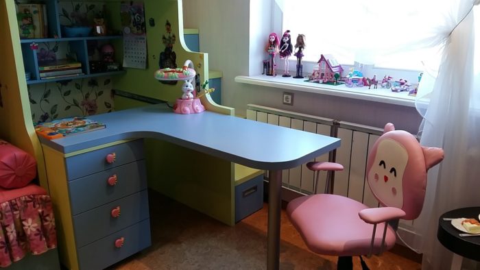 corner blue desk for girls