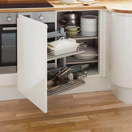 corner drawer mechanism for kitchen
