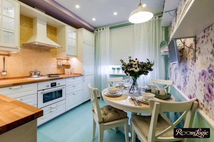 corner kitchen 110 square feet in provence style