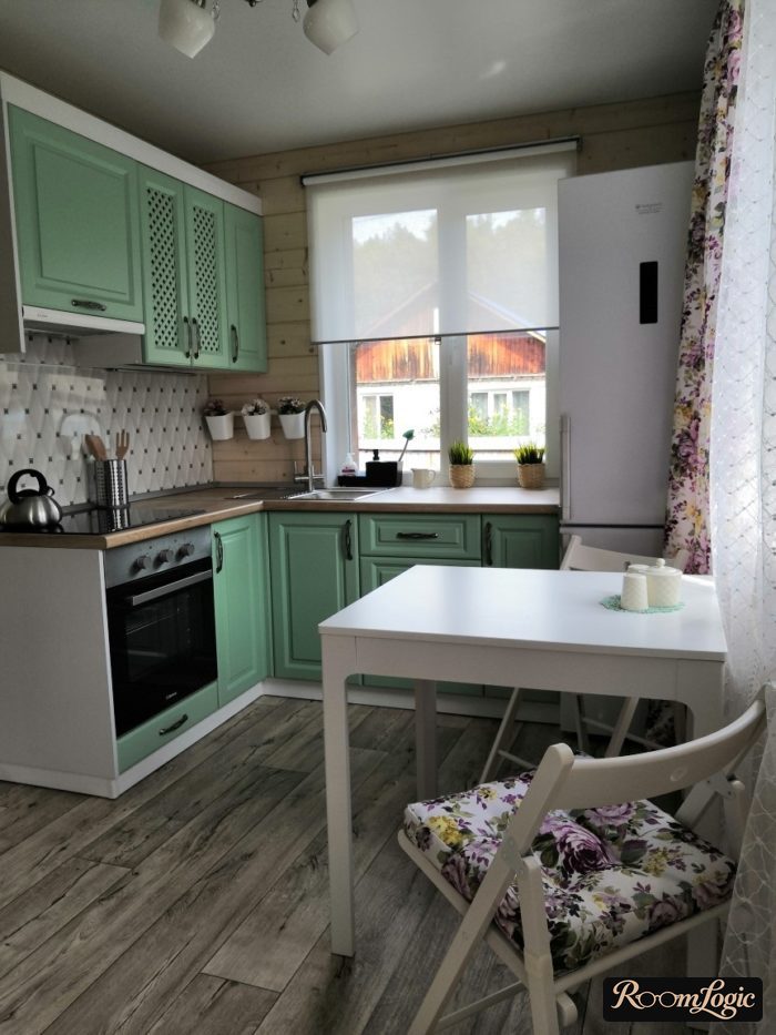 corner kitchen with sink by the window