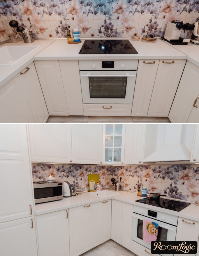 corner white kitchen in provence style small size