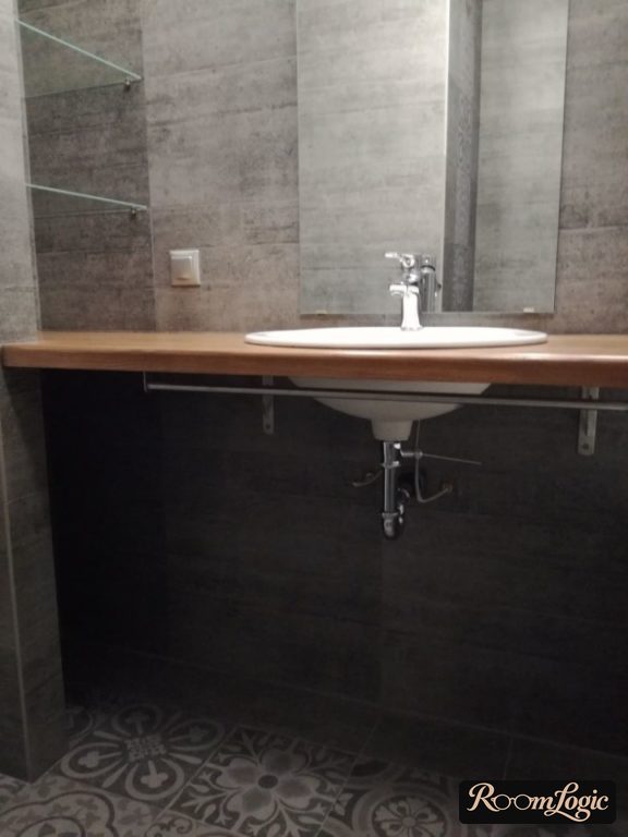 countertop from particleboard in a modern bathroom