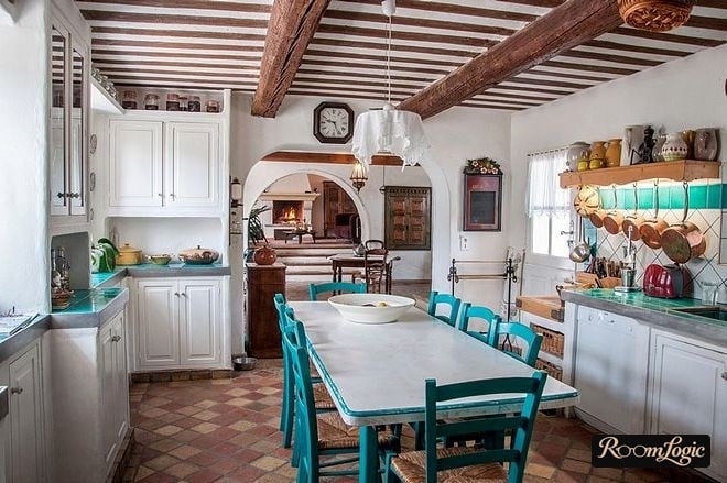 country-style kitchen with provence elements in a private home