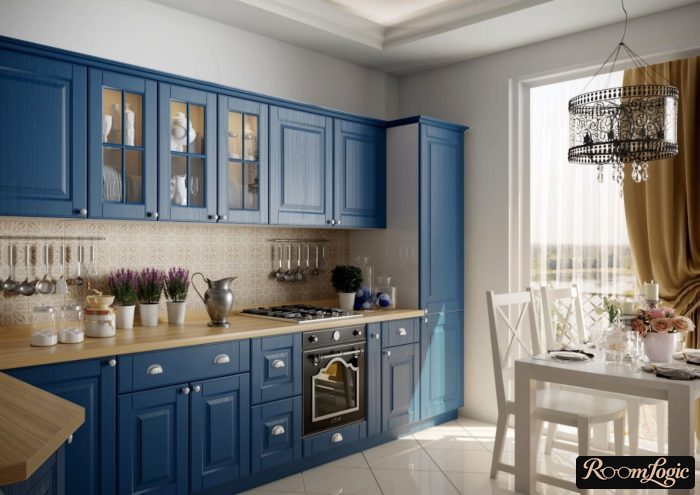 dark blue Provence-style kitchen
