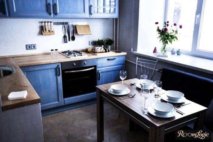 dark blue wooden kitchen design