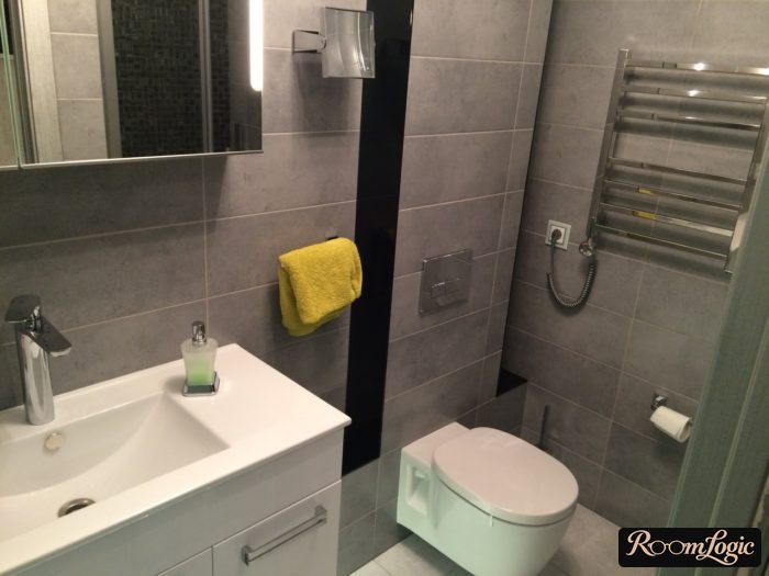 dark gray color in modern bathroom