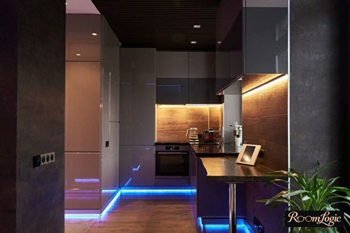 dark high tech kitchen design