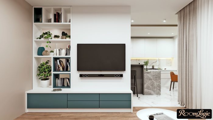 dark turquoise in the living room