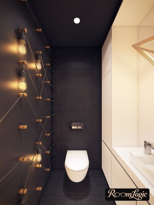 decorating toilet wall with incandescent lamps