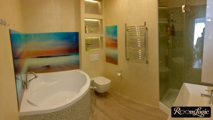 decorative panels in the bathroom