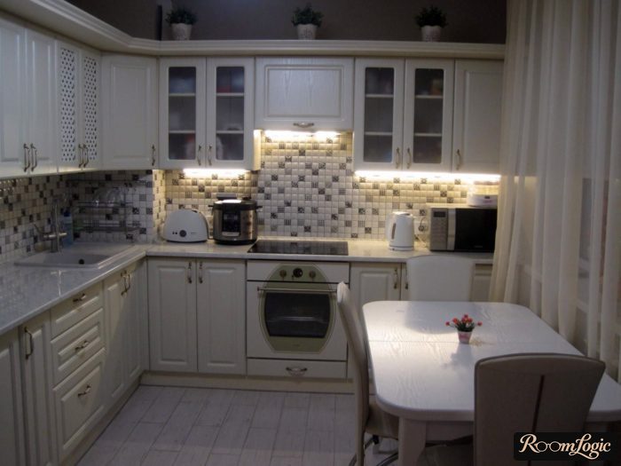 design of 110 square feet kitchen-living room