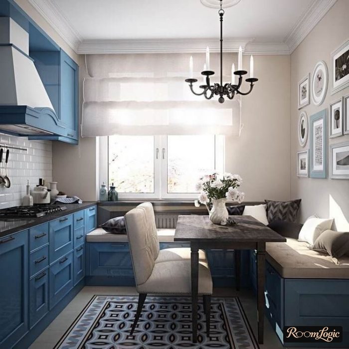 design of 110 square feet kitchen with a window and a sofa