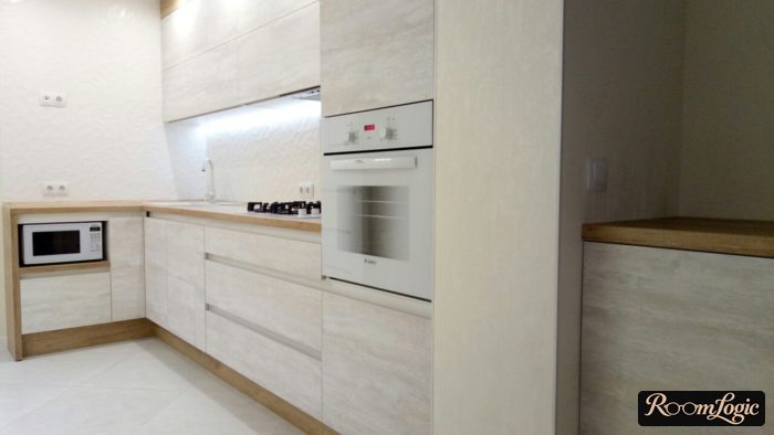 design of 110 square feet kitchen with balcony