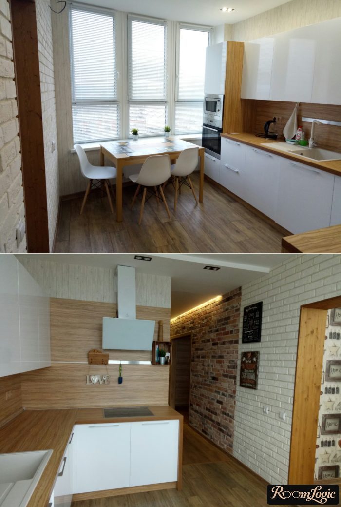 design of 110 square feet kitchen with sofa