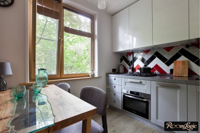 design of a 100 square feet apartment kitchen