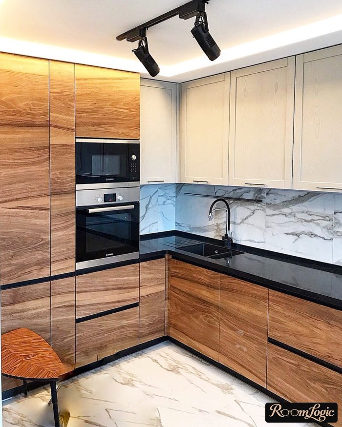 design of a 100 square feet kitchen in a panel house with a window