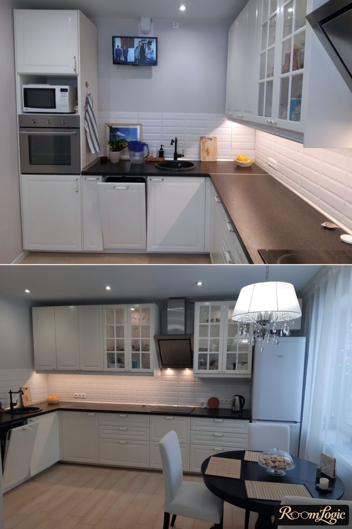 design of a 130 square feet kitchen with a window