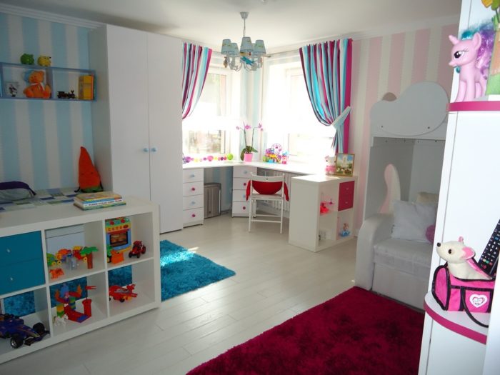 design of a kids' room for two children of different genders