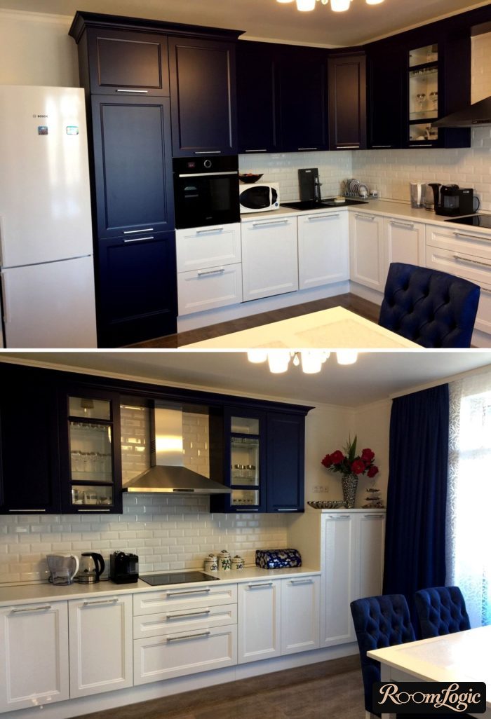 design of a kitchen in two colors