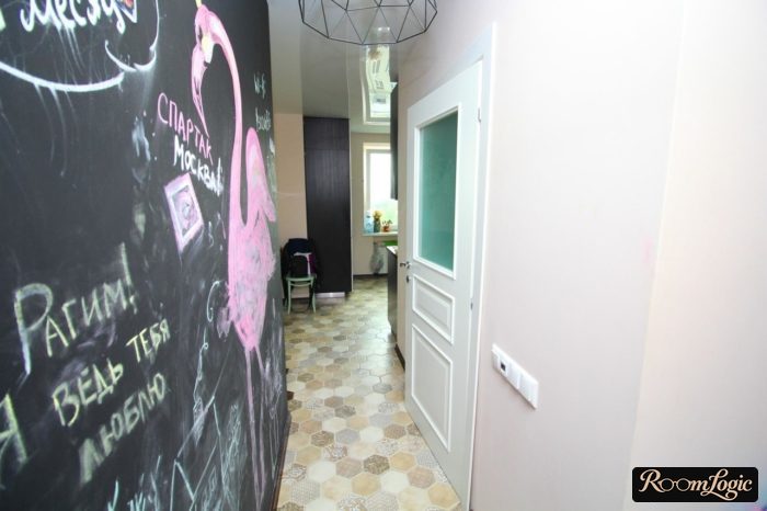 design of a narrow hallway with wall patterns