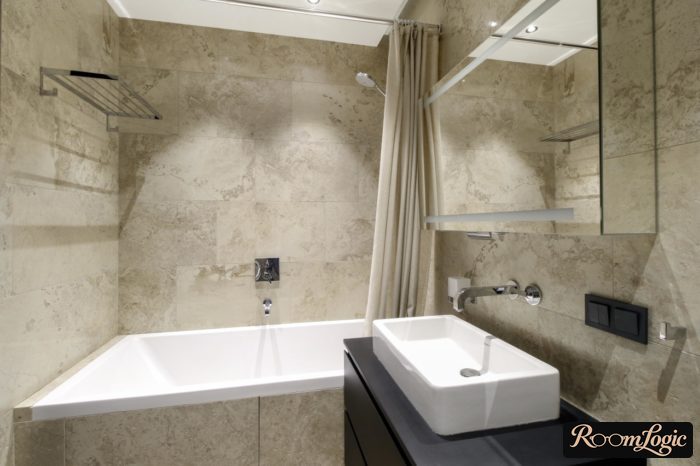 design of a small bathroom without a toilet