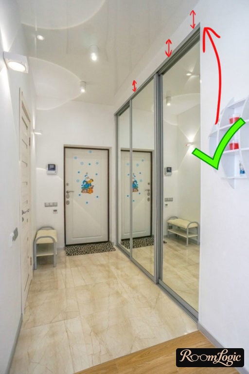 design of a small entryway with a built-in sliding-door wardrobe