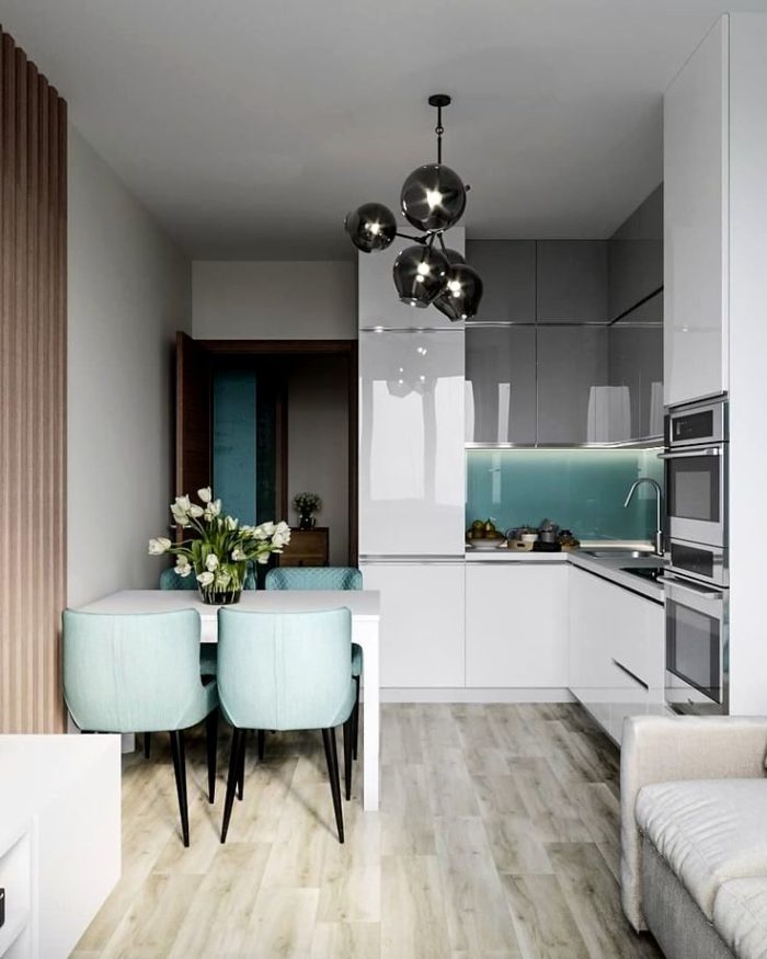 design of a small kitchen in minimalism style