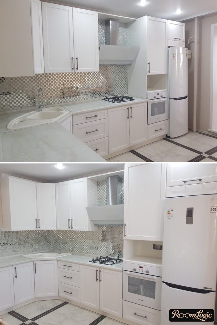 Design of a small kitchen with a corner sink