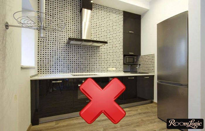 design of a small kitchen without upper cabinets