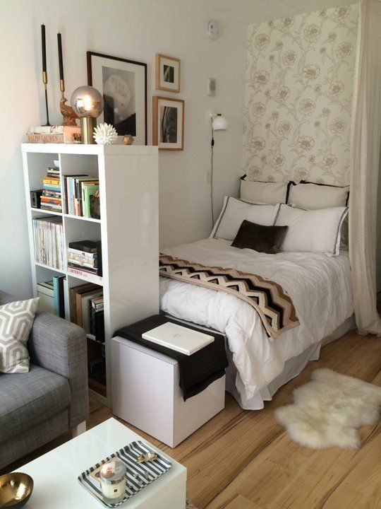 design of a small living room with a bed
