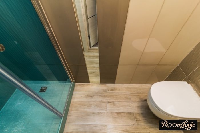 design of a small shower with toilet