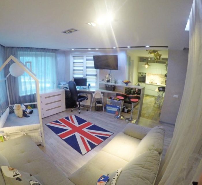design of a studio apartment for a family with a child