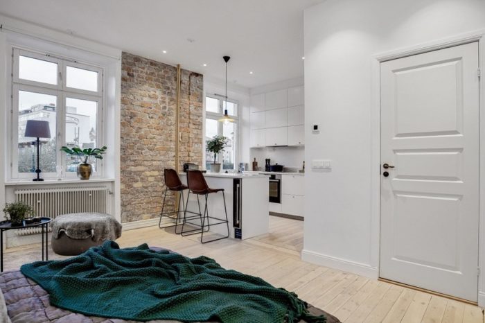 design of a studio apartment in a stalin-style building