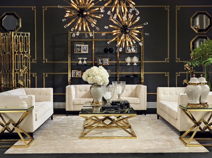 design of apartment in black and gold