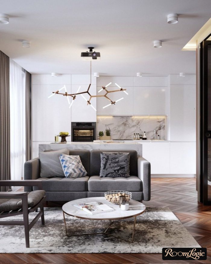 design of ceiling with modern lights