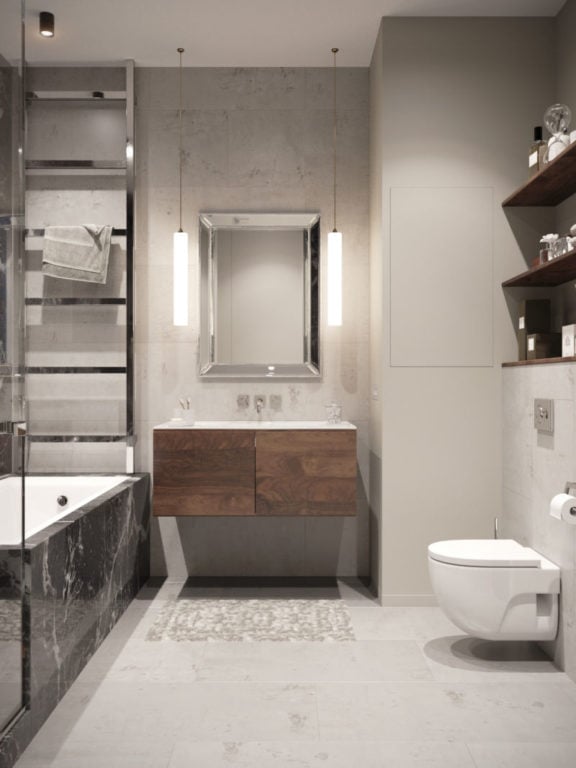 design of combined bathroom and toilet 55 square feet