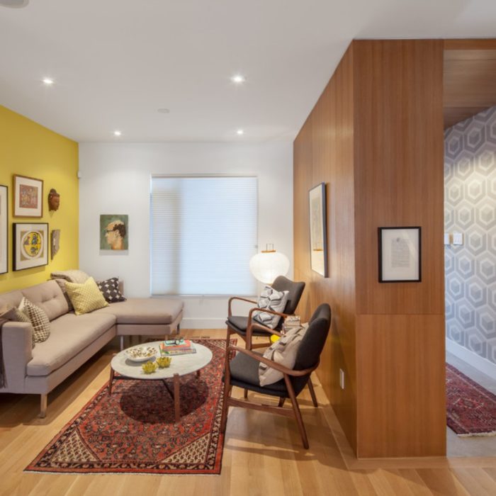 design of the living room in a tiny apartment