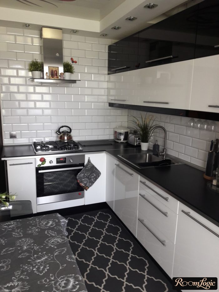 design project for 110 square feet kitchen with sofa