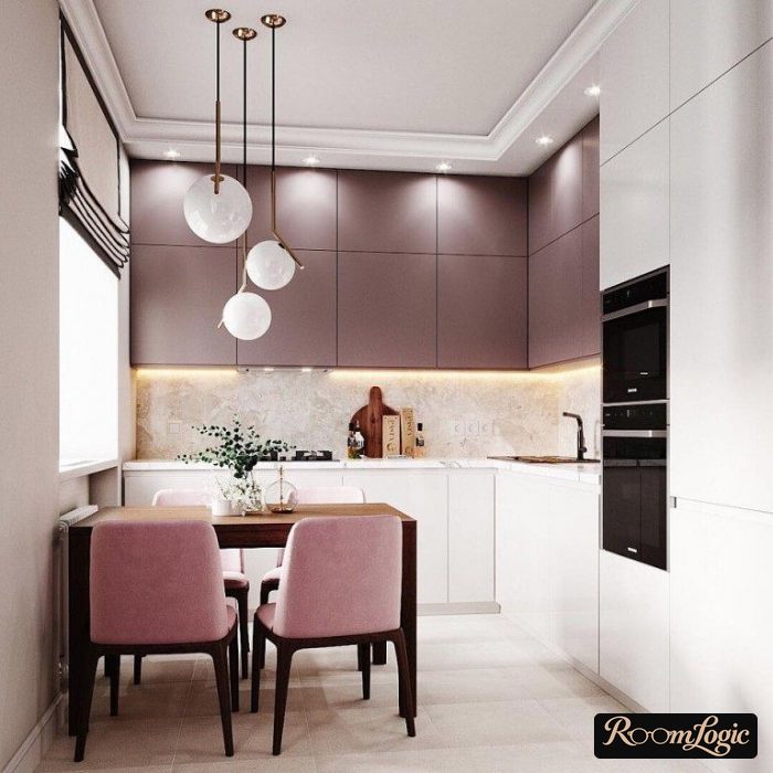 drab pink in the kitchen interior