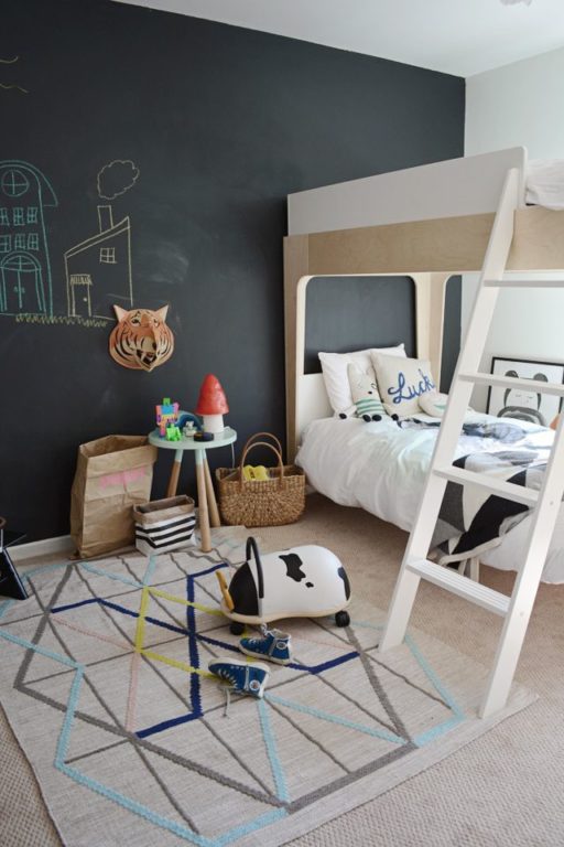 drawing board wall in kids’ room