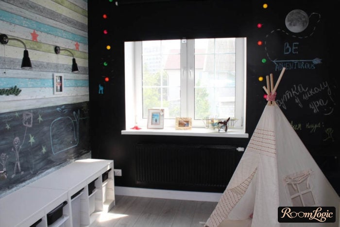 drawing wall for chalk in kids’ room interior
