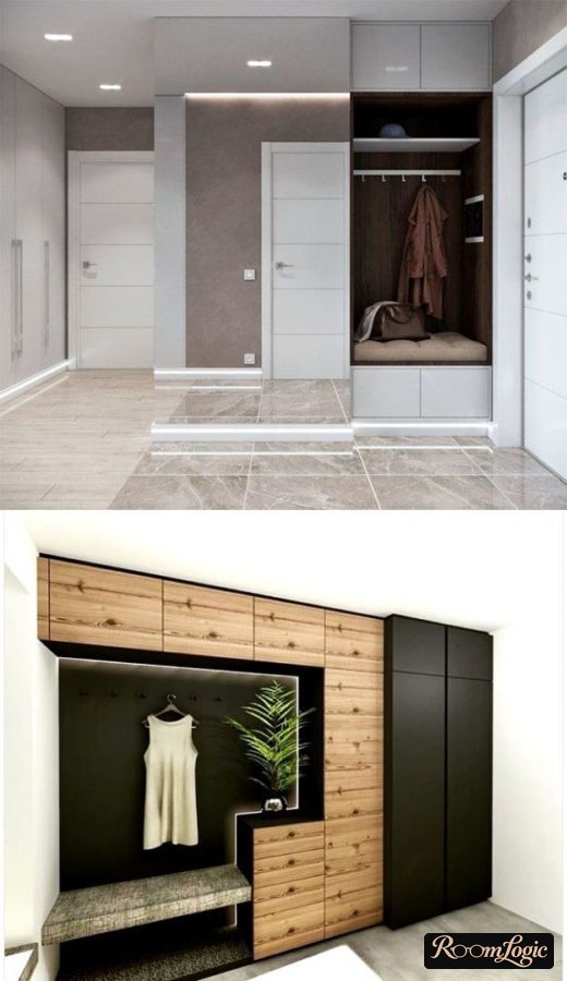 entryway designed with wallpaper on one wall