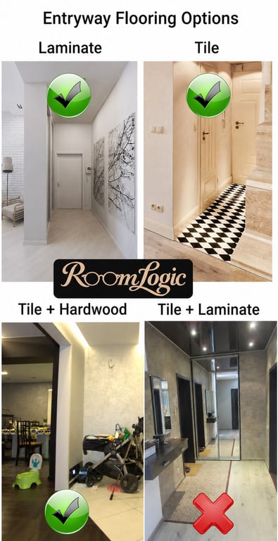Entryway floor with tile or laminate