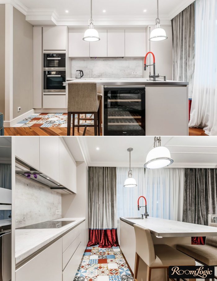 example of modern kitchen-living room design