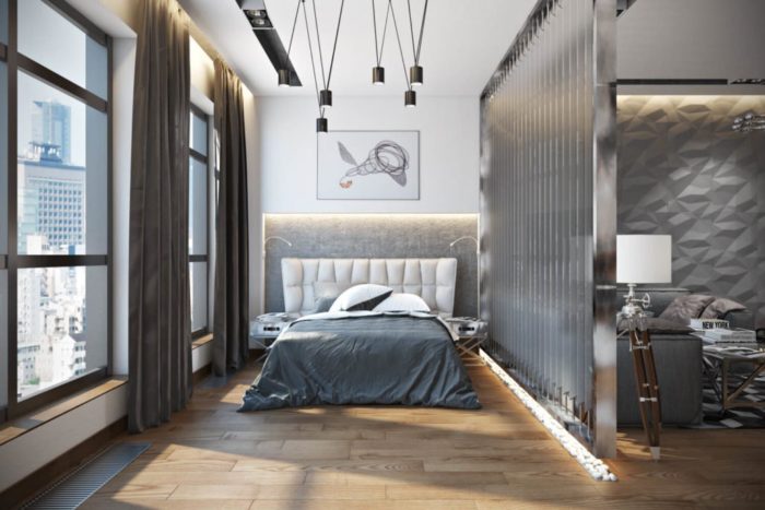 expensive design studio with a bed