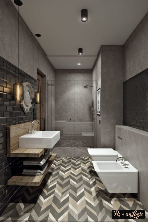 fashionable and trendy loft-style bathroom
