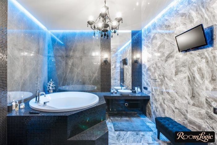 fashionable beautiful bathroom in art deco style