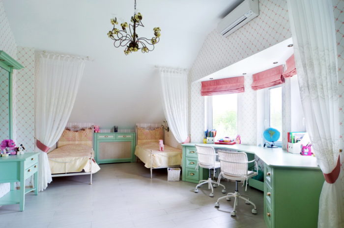 fashionable design for kids’ room for two girls