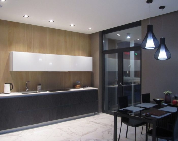fashionable design of kitchen-living room