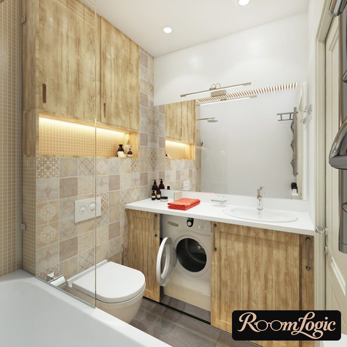 fashionable patchwork tile for small bathroom